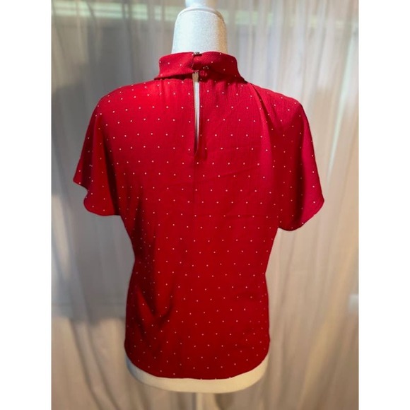 Vince Camuto Size X-Small Women's Short Sleeve Red Blouse - Picture 2 of 4